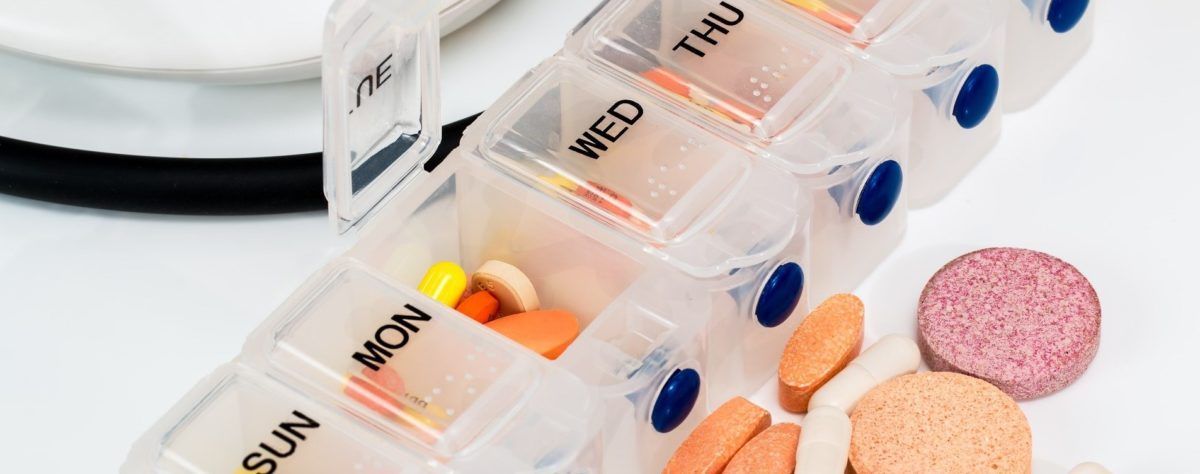 a pill dispenser with various medications
