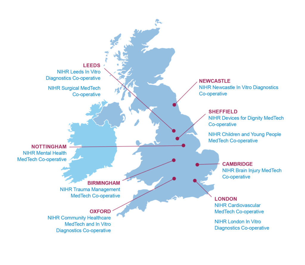 Map showing NIHR locations